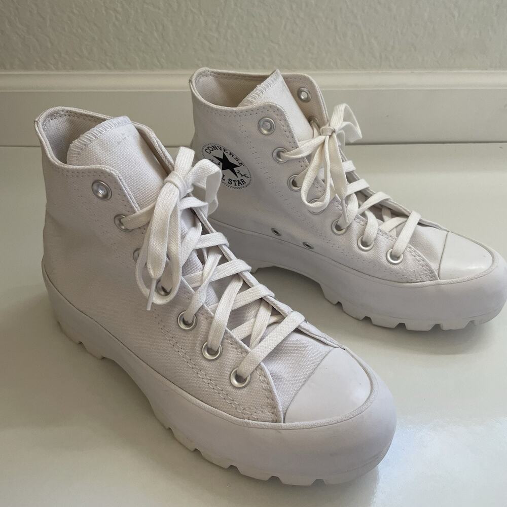Converse Womens 7 Lugged High Hi Chuck Taylor All Star Canvas White Platform